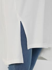 Cotton Fabric Slit Detailed Basic Tunic - White