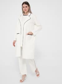 Oversize Natural Fabric Knitted Tracksuit Set - White Black