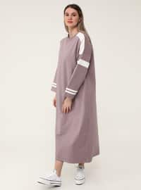 White - Ecru - Lilac - Unlined - Crew neck - Plus Size Dress