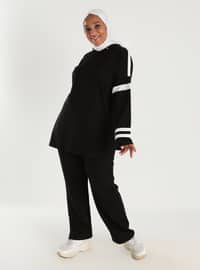 Oversize Tunic&Trousers Tracksuit Set - Black White