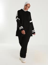Oversize Tunic&Trousers Tracksuit Set - Black White
