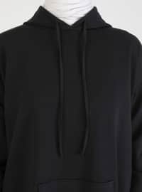Hooded Long Sweatshirt Black