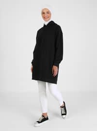 Hooded Long Sweatshirt Black