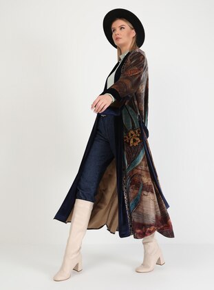 Unlined - Printed - Multi - Multi - Kimono - Galeri Tunç