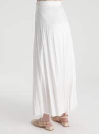 Lined Pleated Full Length Skirt 95 cm - Ecru - Woman
