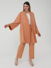 Oversize Jacket&Trousers Evening Dress Set - Peach
