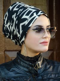 Patterned Instant Hijab Black And White Instant Scarf