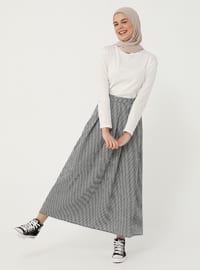 Black - Plaid - Unlined - Skirt