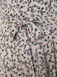 Natural Fabric Belted Shirt Dress - Powder Blue