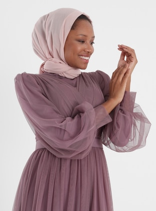 Lilac - Fully Lined - Crew neck - Modest Evening Dress - Fashion Showcase Design