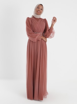 Onion Skin - Fully Lined - Crew neck - Muslim Evening Dress - Fashion Showcase Design