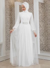 Wedding Hijab Evening Dresses Ecru