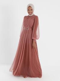 Onion Skin - Fully Lined - Crew neck - Muslim Evening Dress