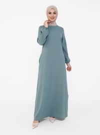  Modest Dress With Elastic Sleeves And Hidden Pockets