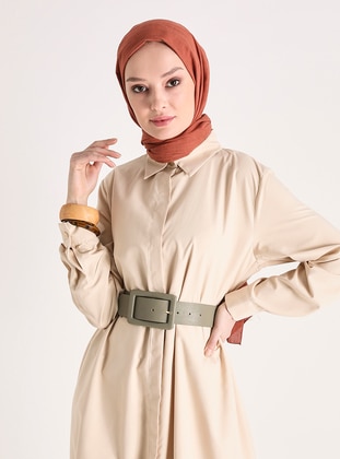 Easy to Use Cape with Side Pockets - Beige - Refka