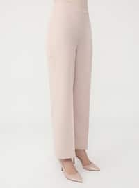 Basic Fabric Pants - Beige - Woman