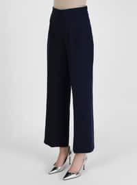 Basic Fabric Pants - Navy Blue