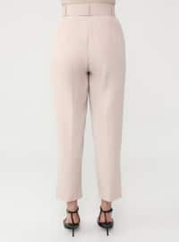 Belted Carrot Trousers - Beige