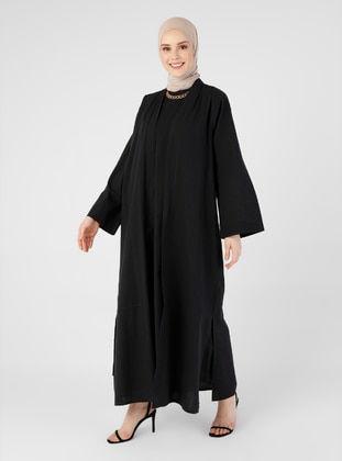 Natural Fabric Sleeveless Dress&Ferace Co-Ord Black