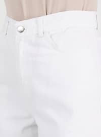 Natural Fabric Wide Leg Jeans Pants White