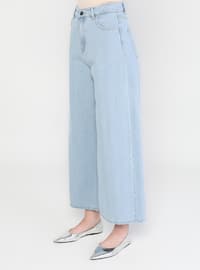 Natural Fabric Wide Leg Jeans Ice Blue