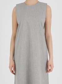 Natural Fabric Sleeveless Dress&Ferace Co-Ord Gray