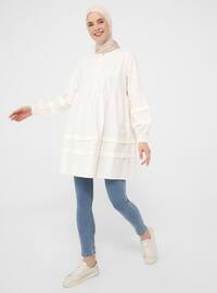 Cream - Button Collar - Tunic