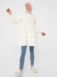 Cream - Button Collar - Tunic