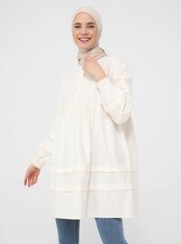 Cream - Button Collar - Tunic