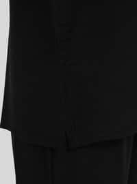 Black - Crew neck - Unlined - Plus Size Suit