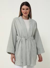 Oversize Textured Kimono Cape - Sea Green