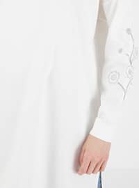 Embroidered Sleeve Sweatshirt - Ecru