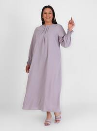 Lilac - Unlined - Crew neck - Plus Size Dress