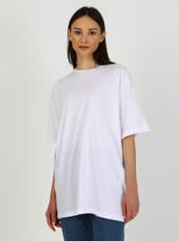 Oversize Pattern Long T Shirt White