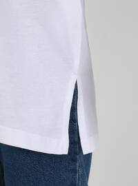 Oversize Pattern Long T Shirt White