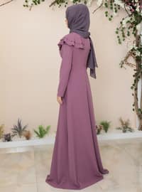 Dusty Rose - Unlined - Crew neck - Muslim Evening Dress