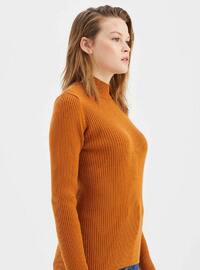 Terra Cotta - Unlined - Polo neck - Knit Sweaters