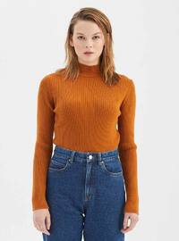 Terra Cotta - Unlined - Polo neck - Knit Sweaters
