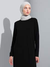 Viscose Fabric Basic Modest Dress Black