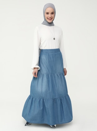 Blue - Unlined - Skirt - Refka Casual