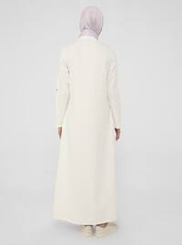 White - Button Collar - Unlined - Modest Dress
