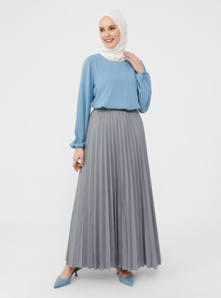 Gray - Unlined - Skirt - Refka Casual
