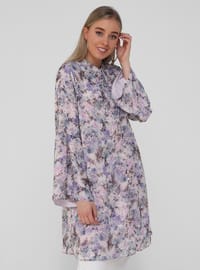 Oversize Tunic - Lilac Floral Print