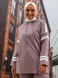 Oversize Tunic&Trousers Tracksuit Set - Dusty Lilac
