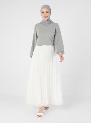 White - Ecru - Fully Lined - Skirt - Refka