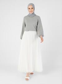 White - Ecru - Fully Lined - Skirt