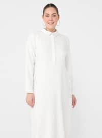 أبيض - أسود - مخطط - نسيج غير مبطن - قبة بارزة - فستان مقاس كبير