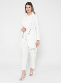 White - Black - Stripe - Shawl Collar - Unlined - Plus Size Jacket