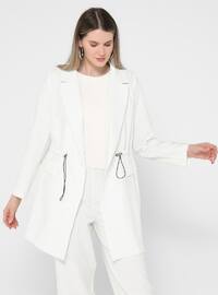 White - Black - Stripe - Shawl Collar - Unlined - Plus Size Jacket