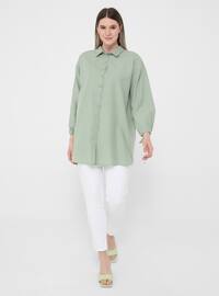 Olive Green - Point Collar - Plus Size Tunic